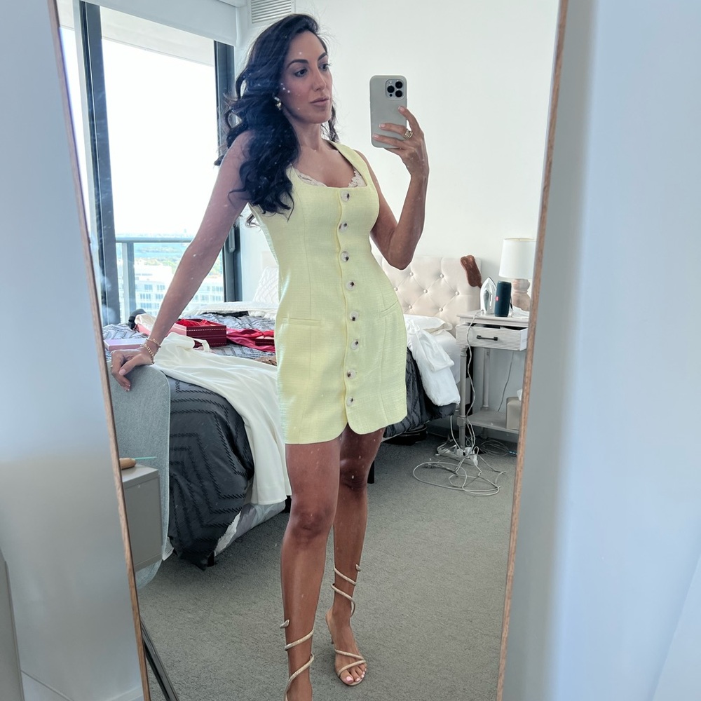REVOLVE Light Yellow Button-Down Mini Dress